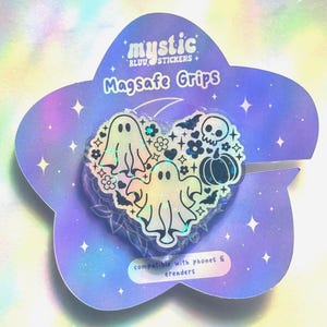 Ghost Skull MagSafe Grip: Spooky E-Reader Phone Accessory