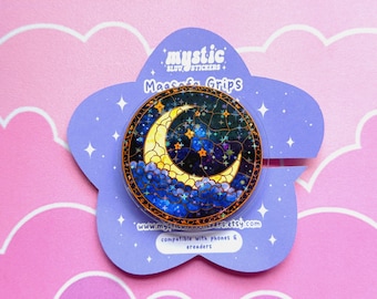 Celestial Moon Kindle Grip: Magsafe Bookish Ereader Phone Grip | Mysticbluustickers™