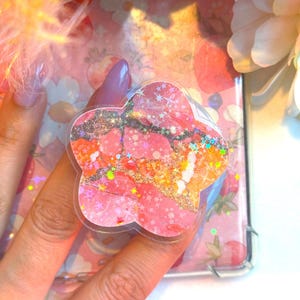 Pink Marble MagSafe Kindle Grip: Starry E-Reader Phone Accessory