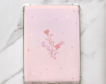 Pink Floral Kindle Paperwhite Insert, Holographic Cardstock Cover, Coquette Soft Girl Decor