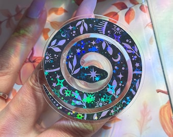 Celestial Snake Kindle Grip: Magsafe Holographic Phone Witchy Book Reader Accessory | Mysticbluustickers™