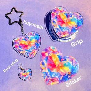 Holographic Rainbow Heart Grip, MagSafe Ereader Accessory, Gemstone Sparkle Stand immagine 4
