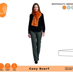 Cozy Scarf PDF Sewing Pattern | Faux Fur Winter Scarf | Beginner Friendly | Quick Sewing Project | Digital Download