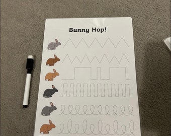 Bunny Hop Line Tracing / Formation Exercise With Dry Wipe Pen , Home, School, Childminder Etc, SENCO, EYFS