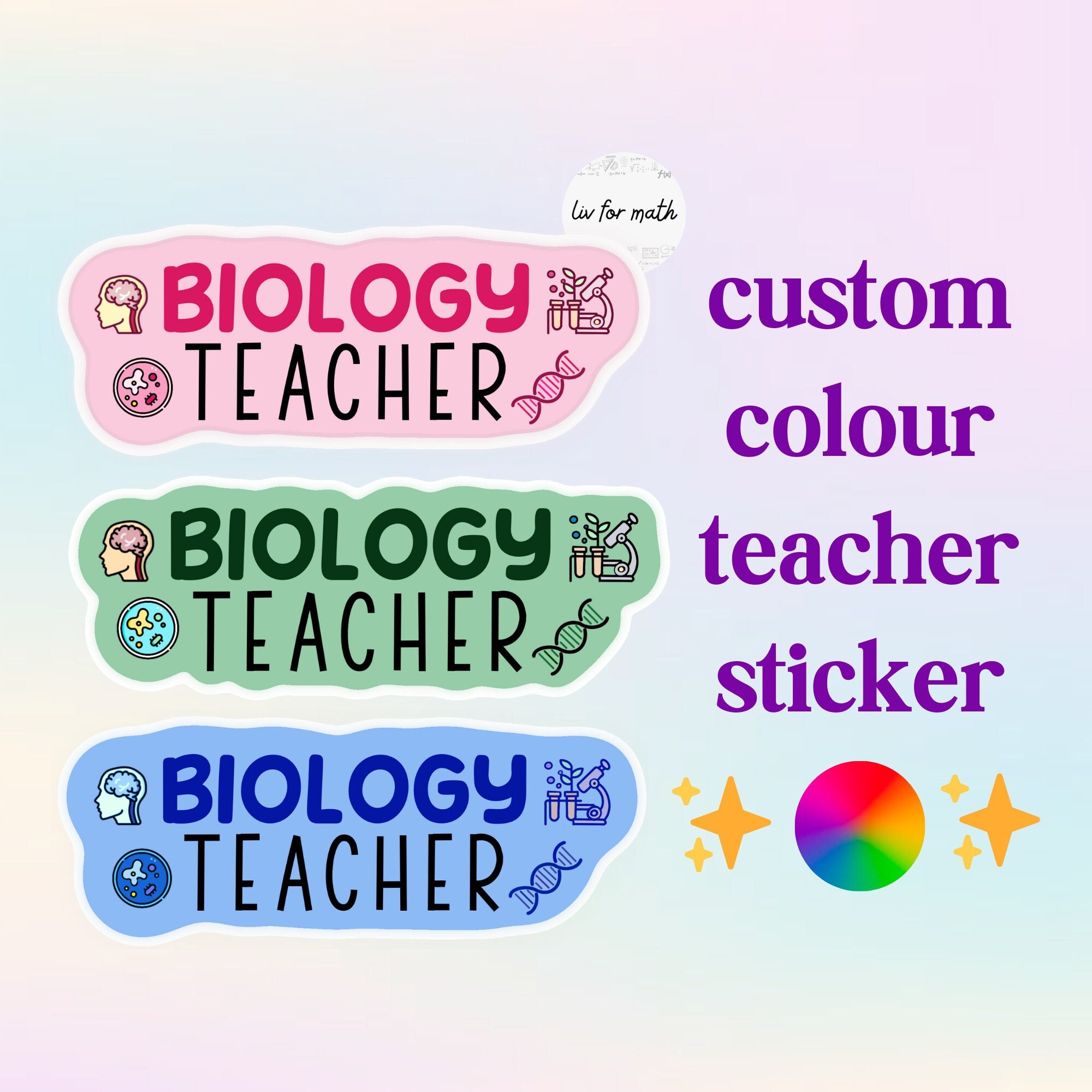 Biology Teacher • Custom Colour Vinyl Science Teacher Sticker - Etsy
