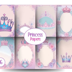 Princess papers, Crown Papers, Castle papers, enchanting papers, castle pages, pastel papers,fairytale papers, princess junk journal