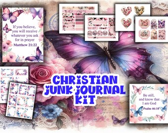 Christian Junk Journal kit, Prayer Junk Journal,Faith Junk Journal Kit, bible junk journal, jesus junk journal kit, bible verse pages