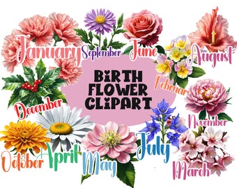 clipart de flores de nacimiento, clipart de flores del mes de nacimiento, clipart de flores del mes de nacimiento, clipart de flores del mes de nacimiento, paquete de clipart de flores del mes de nacimiento