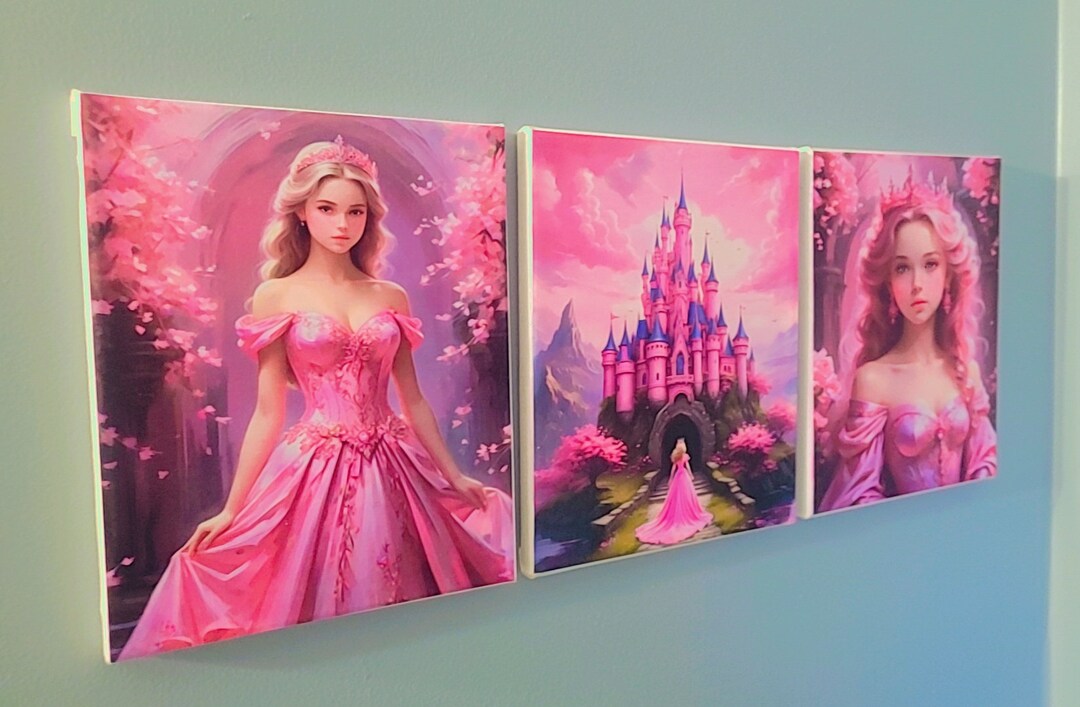 Pink Princess Canvas Pink Princess Wall Art Pink Princess Wall Decor Princess Room Decor Disney