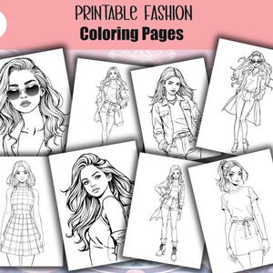 Fashion coloring book, fashion coloring pages, adult coloring book, adult coloring pages, girls coloring pages