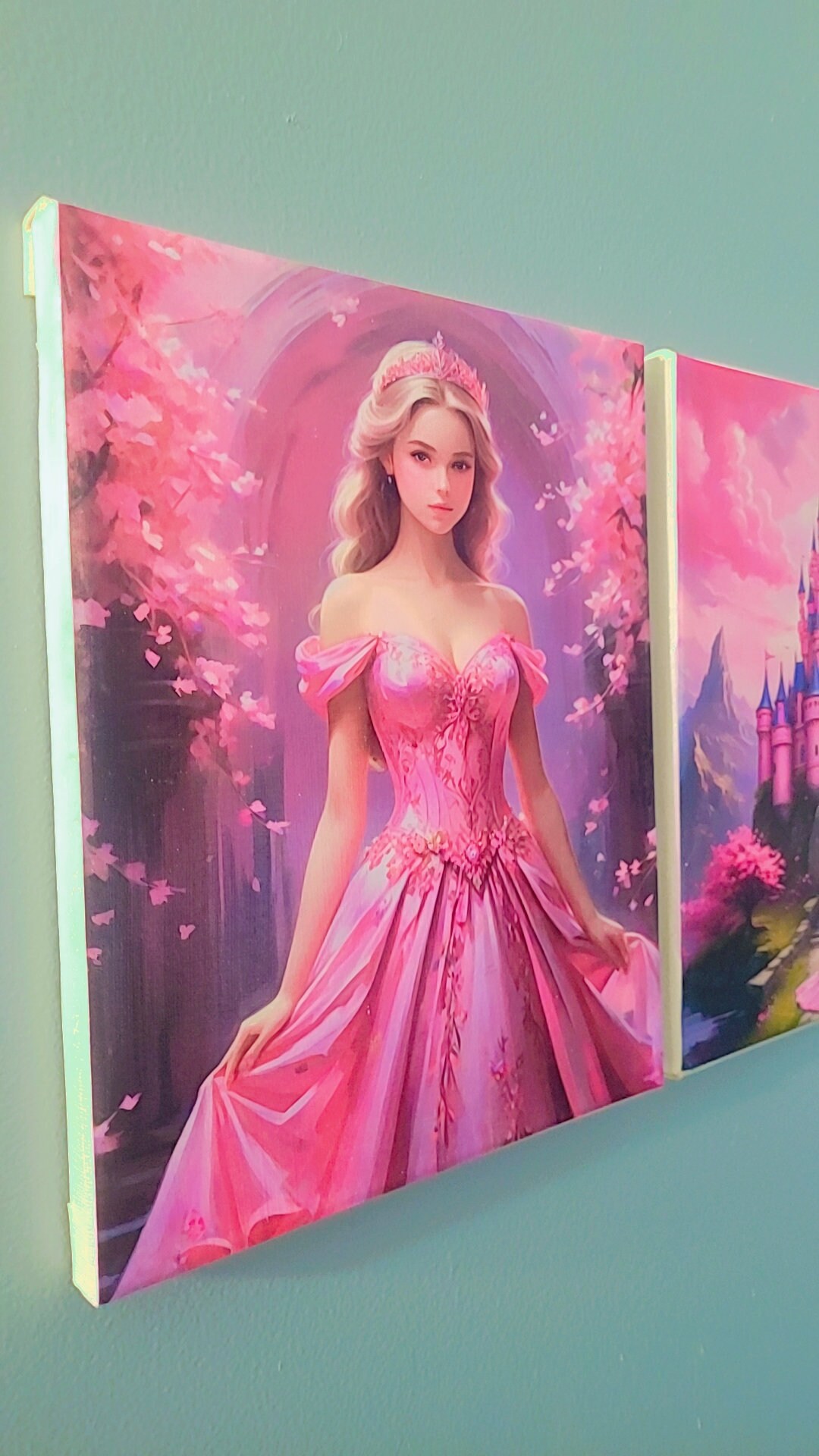 Pink Princess Canvas Pink Princess Wall Art Pink Princess Wall Decor Princess Room Decor Disney