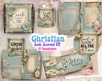 Christian Junk Journal kit, Prayer Junk Journal,Faith Junk Journal Kit, bible junk journal, jesus junk journal kit, bible verse pages