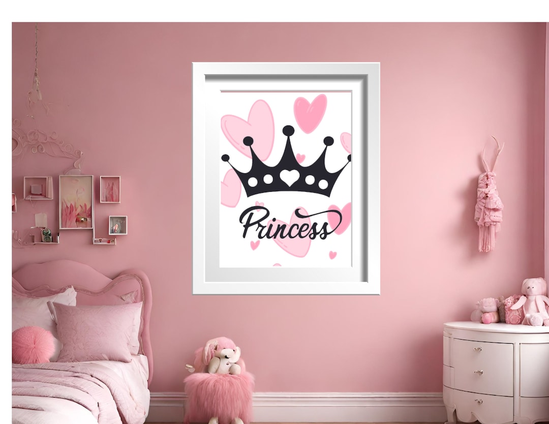 Princess Crown Wall Art Pink Princess Wall Artpink Princess Wall Decor