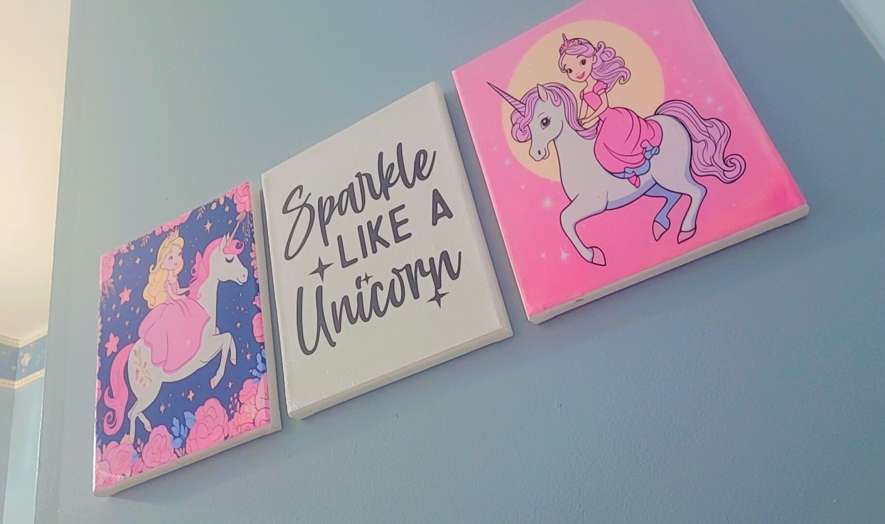 Pink Princess Canvas Pink Princess Wall Art Pink Princess Wall Decor Princess Riding Unicorn