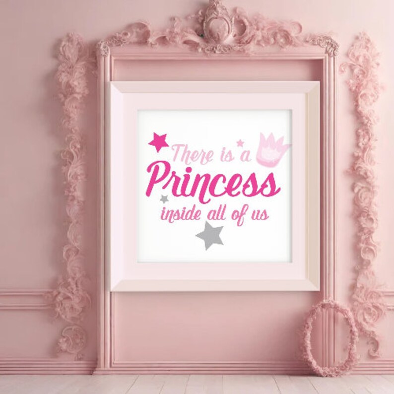 Pink Princess Wall Art Pink Princess Wall Decor Princess Nursery Room Wall Art Pink Princess