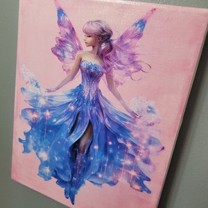 Blue fairy wall art - - blue fairy wall decor - blonde fairy wall art -blue fairy art - pink fairy art canvas - pink fairy wall decor