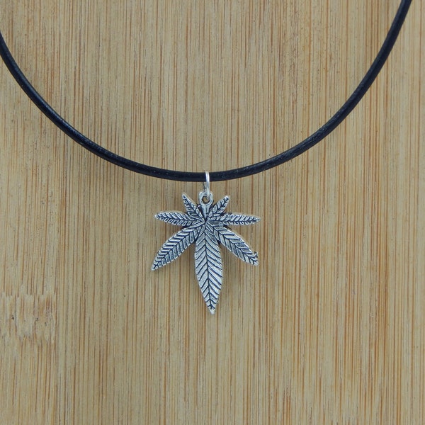 Pot Leaf Necklace, Pot Leaf Choker, Pot Leaf Charm Necklace, Pot Leaf Charm, Pot Leaf Charm Choker, Marijuana Necklace, Pot Leaf Jewelry