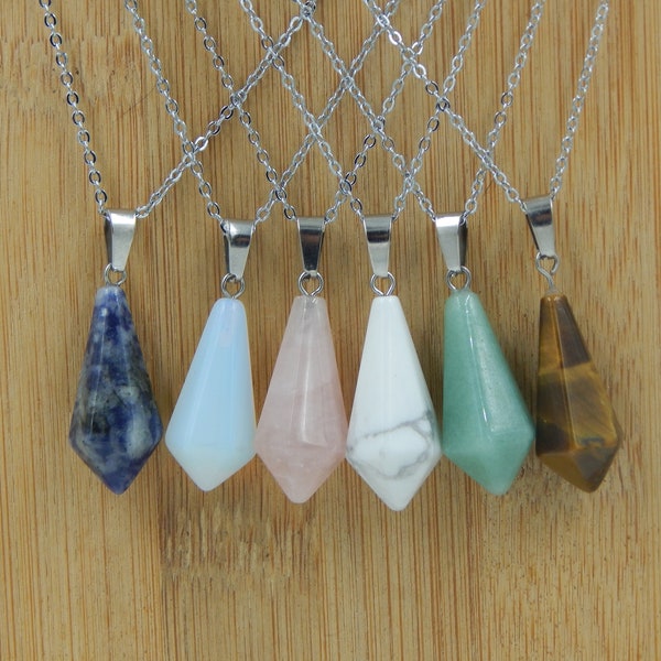 Crystal Pendulum Necklace, Crystal Pendant Necklace, Crystal Necklace, Quartz Necklace, Crystal Gemstone Necklace, Crystal Choker, Quartz