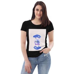 Women&#39;s fitted eco tee &quot;Enchanted Hands: Crystal Ball Magick Graphic Tee&quot;