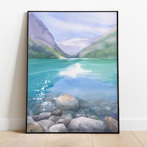 Banff National Park Painting Canada Landscape Watercolour Art Print Lake Louise Wall Art Rocky Mountains Print From Original Artwork