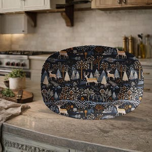 Nordic Lodge Serving Platter: Scandinavian Reindeer, 10x14 Lightweight Polymer