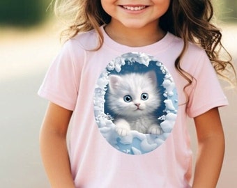 3D Kitten Tshirt for Girls, Kittens, Gifts for Girls, Kitten Lover, Cat Lovers, Birthday Gift, Cute Gift Ideas, Tee for Girls, Girls Tshirt