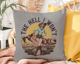 Vintage Cowgirl Pillow: Western Rustic Cushion, Sarcastic Quote Decor