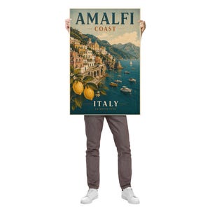 Amalfi Coast Print: Vintage Italy Travel Poster, Mediterranean Coastal Wall Artwork, Unframed image 8