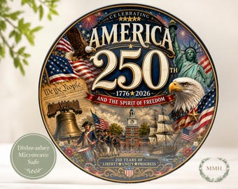 America 250th Anniversary Plate - 1776 2026 Patriotic Dinner Dish (Polymer) for Indoor Outdoor Use