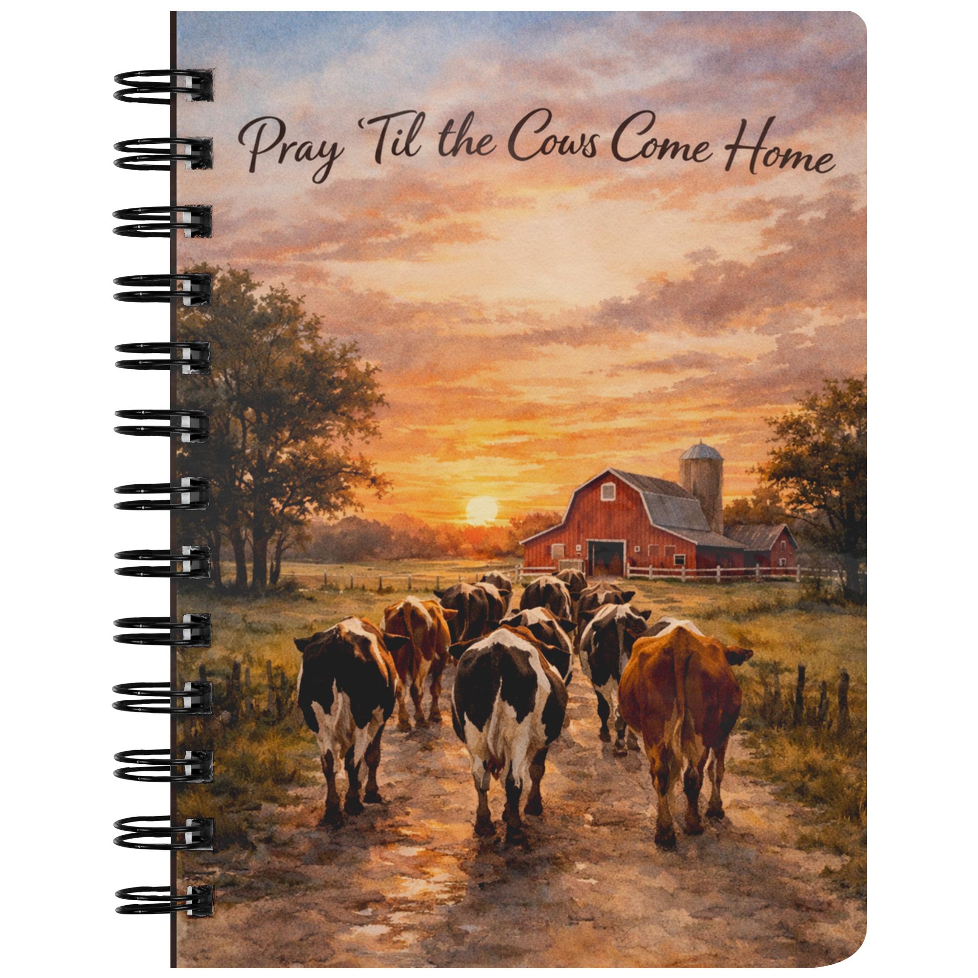 Sunset Cows Spiral Notebook: Farmhouse Journal, Countryside Stationery ...