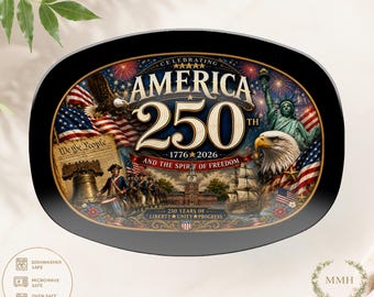 Bandeja para servir del 250 aniversario de Estados Unidos, recuerdo patriótico 1776-2026, plato con la bandera del águila del Día de la Independencia (polímero)