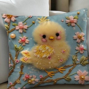 Baby Chick Pillow Cover: Spring Easter Farmhouse Decor