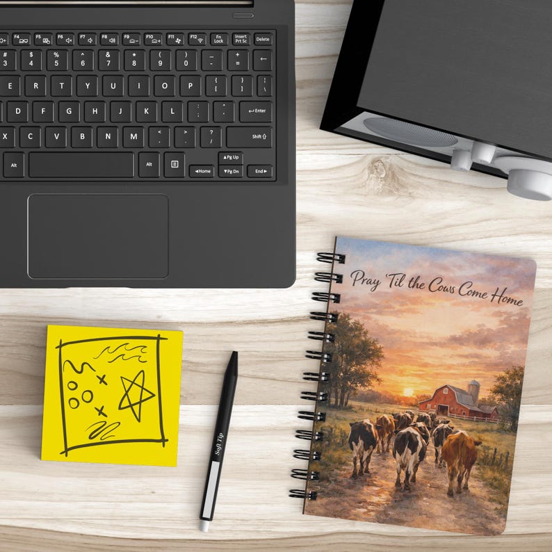 Sunset Cows Spiral Notebook: Farmhouse Journal, Countryside Stationery ...
