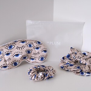 Silk Bridesmaid Sleep Pack: Reversible Eye Mask & Scrunchie Set