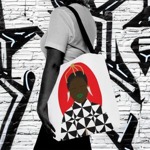 Masai Black Girl Canvas Einkaufstasche - Sunny Babe Afrikanisches Design, langlebig und trendig, tolles Geschenk für Geburtstage und besondere Anlässe