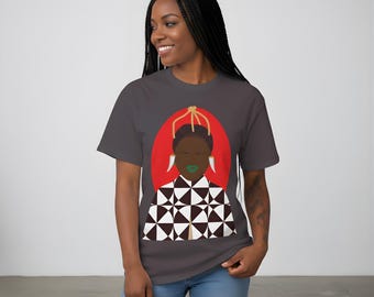 Unisex Baumwoll-T-Shirt, Sunny Babe Massai Girl African Print Graphic T-Shirt