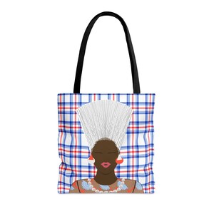 Tote Bag Schwarzes Mädchen - Nef in Braun Mukuta Karierte Tragetasche, Stilvolle und funktionelle Tasche für jeden Anlass, Perfektes Geschenk für Sie