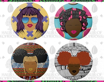 2.25 inch African Pocket Mirrors | Compact Mirror | Flat Gifts | Makeup Mirror | Gifts for Her | Black Art