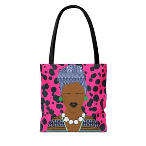 African Print Tote Bag, Sabi Black Woman Ndop and Mudcloth Design, Versatile for Shopping and Everyday Use, Thoughtful Gift