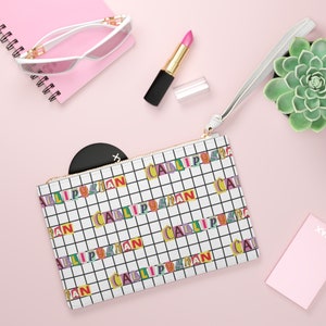 Schoudertas Callipygian Grid - wit ruitpatroon, elegant avondaccessoire, stijlvol verjaardagscadeau