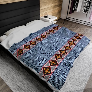 Ndop - Toghu African Print Mixed Velveteen Plush Blanket