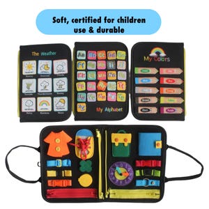 Quiet Book - Personalized kids Gift - Montessori Busy Board - Educational Activity Book - preschool Gift for Boys and Girls imagem 12