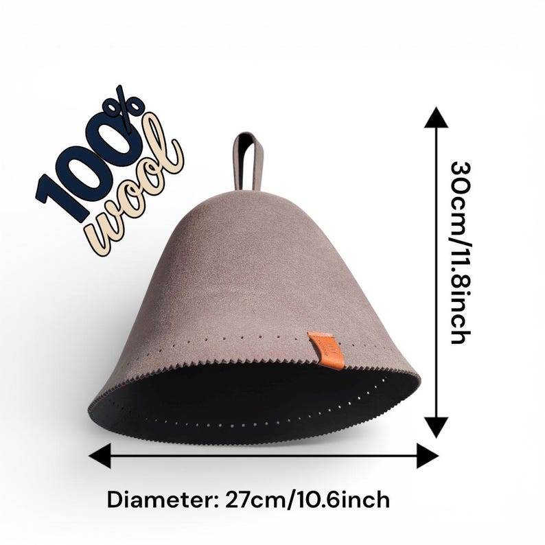 2x Sauna Hats – 100% Wool Felt Gray | Heat and Hair Protection | Unisex Banya and Steam Room Caps image 6
