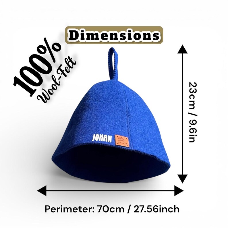 Sauna Hats – 100% Wool blend Felt Blue | Heat and Hair Protection | Unisex Banya and Steam Room Caps - sauna gift image 4