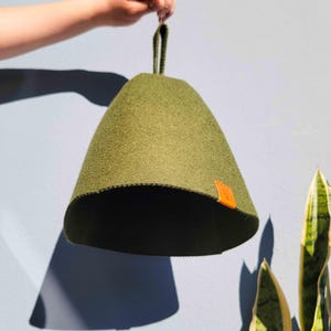 Sauna Hats – 100% Wool blend Felt Blue | Heat and Hair Protection | Unisex Banya and Steam Room Caps - sauna gift Green