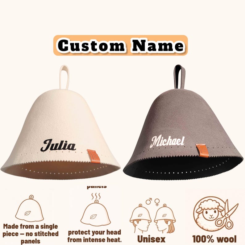 2x Sauna Hats – 100% Wool Felt Gray | Heat and Hair Protection | Unisex Banya and Steam Room Caps image 7