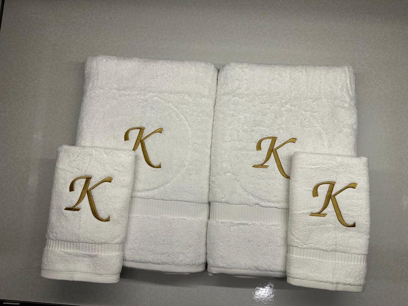 Personalized Turkish Cotton Towel Set: Custom Embroidered Bath & Hand Towels