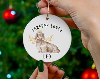 Dachshund Memorial Ornament - Forever Loved, Custom Pet Memorial Ornament, Pet Loss Gift