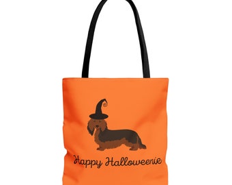 Halloween Trick or Treat Tote Bag, Halloween Tote Bag, Trick or Treat Bag, Dachshund Trick or Treat Tote, Halloween Bag, Halloween Candy Bag