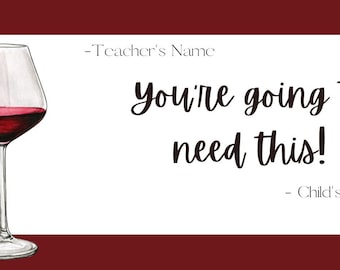 Back to School Teacher Wine Tag